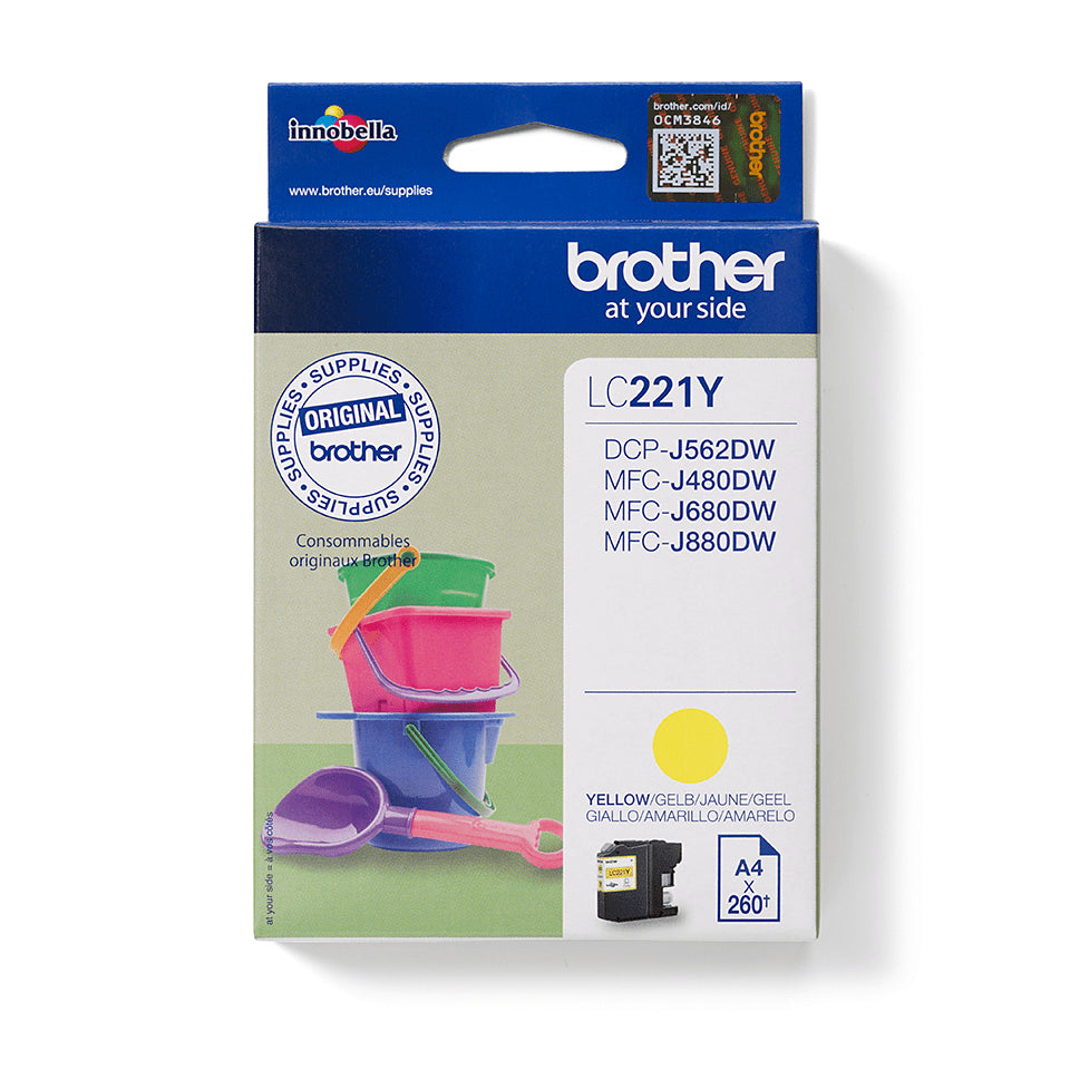 LC221YBP cartucho de tinta 1 pieza(s) Original Rendimiento estándar Amarillo