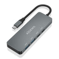 Hub USB 3.2 Gen2 10G USB-C, USB-C/M-2xUSB-C/H-2xUSB-A/H, Gris, 15cm