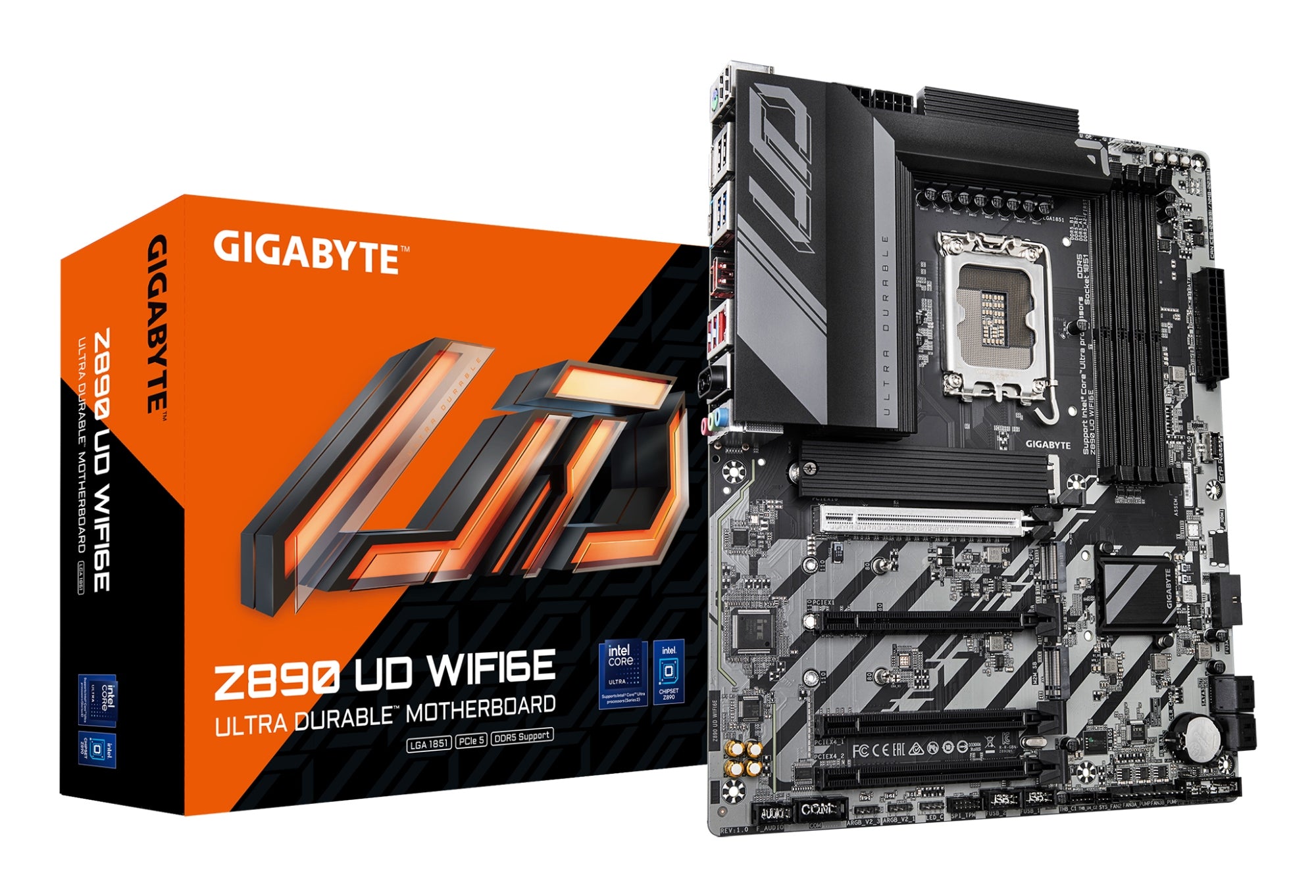 Placa base Z890 UD WIFI6E - Compatible con CPUs Intel Core Ultra (Serie 2), VRM de 12+1+2 fases, hasta 8800MHz DDR5 (OC), 1xPCIe 5.0 + 2xPCIe 4.0, Wi-Fi 6E, LAN 2.5GbE, USB 4