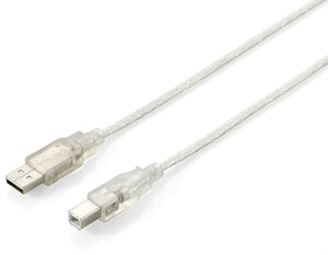 128651 Cable USB 2.0 Tipo A a Tipo B, 3,0 m , Plata transparente