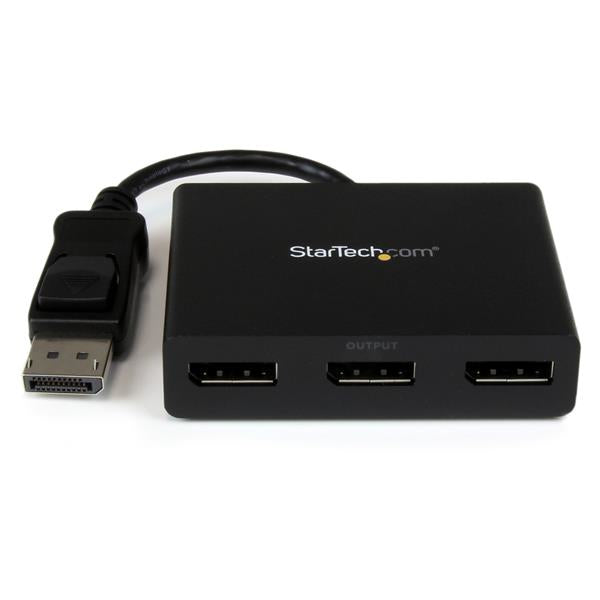 Hub MST de 3 Puertos DisplayPort 1.2 - Divisor Splitter DP de 3 Monitores - Adaptador DP a 2x DisplayPort 4K 30Hz 1x DisplayPort 1080 - Alimentado por USB - Windows Solamente