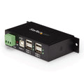 Hub Concentrador USB 2.0 de 4 Puertos - Ladrón USB-A Industrial de Metal - de Montaje en Carril DIN, Pared o Escritorio - Hub USB de Expansión TAA