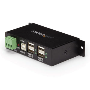 Hub Concentrador USB 2.0 de 4 Puertos - Ladrón USB-A Industrial de Metal - de Montaje en Carril DIN, Pared o Escritorio - Hub USB de Expansión TAA