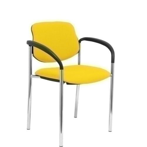 Silla fija Villalgordo bali amarillo chasis cromo con brazos
