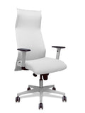 Sillón Sahuco blanco bali blanco brazos blancos base blanca ruedas parqué 65mm