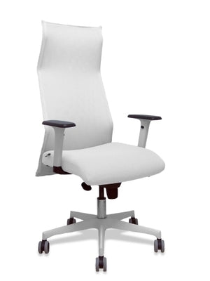 Sillón Sahuco blanco bali blanco brazos blancos base blanca ruedas parqué 65mm