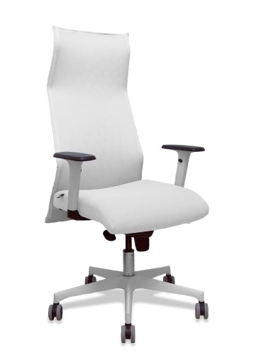 Sillón Sahuco blanco bali blanco brazos blancos base blanca ruedas parqué 65mm