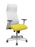 Sillón Sahuco blanco bali amarillo brazos blancos base blanca ruedas parqué 65mm
