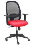Silla Cilanco negra malla negra asiento bali rojo brazo regulable