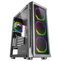 MC-NEO, Torre Gaming XXL E-ATX, Ventana Lateral y Frontal Cristal Templado, 4X Ventiladores ARGB 120mm + Ventilador 120mm, Sistema CPU Freezer, Negro
