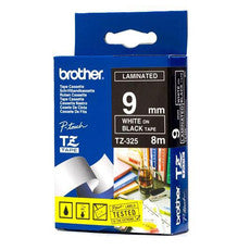 TZ-325 cinta para impresora de etiquetas Blanco sobre negro