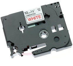 Gloss Laminated Labelling Tape - 12mm, Red/White cinta para impresora de etiquetas TZ