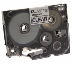 Black on Clear Gloss Laminated Tape, 12mm cinta para impresora de etiquetas TZ