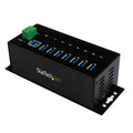 Hub Concentrador USB 3.0 de 7 Puertos - 5Gbps - Ladrón USB Industrial de Metal con Protección ESD y Protección de Picos de 350W - de Montaje en Carril DIN, Pared o Escritorio - TAA