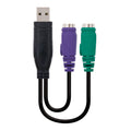 CONVERSOR PS/2(TECLADO+RATON) A USB, TIPO 2xPS/2/H-A/M, 15 CM