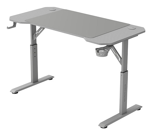 MGD-ERGO120, Mesa Altura Ajustable 3 Posiciones, Superficie Ergonómica, Estructura Metálica, Alfombrilla XXL, Soporte Auriculares y Bebida, Gestión Cableado, Mesa Gaming 120x60cm, Blanco