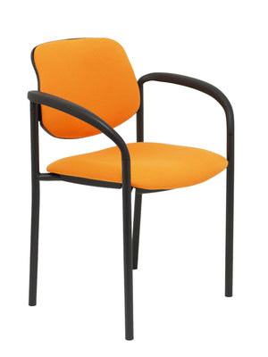 Silla fija Villalgordo bali naranja chasis negro con brazos