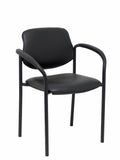 Silla fija Villalgordo similpiel negro chasis negro con brazos