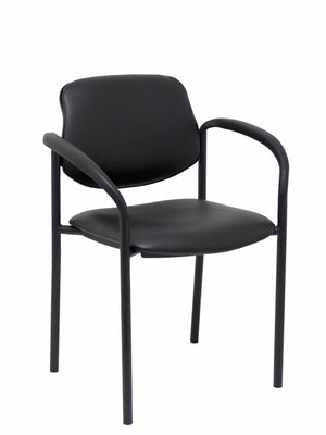 Silla fija Villalgordo similpiel negro chasis negro con brazos