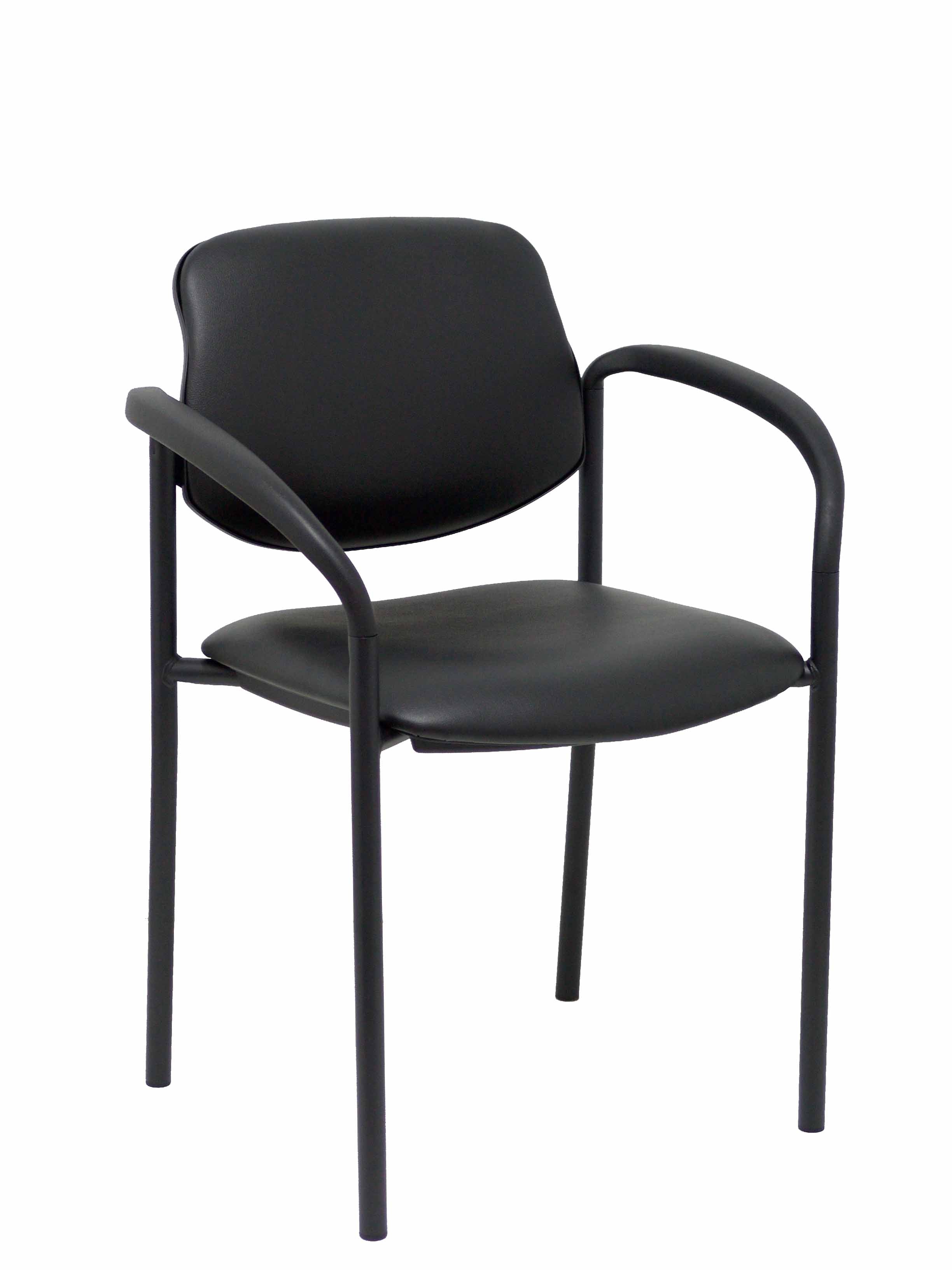Silla fija Villalgordo similpiel negro chasis negro con brazos
