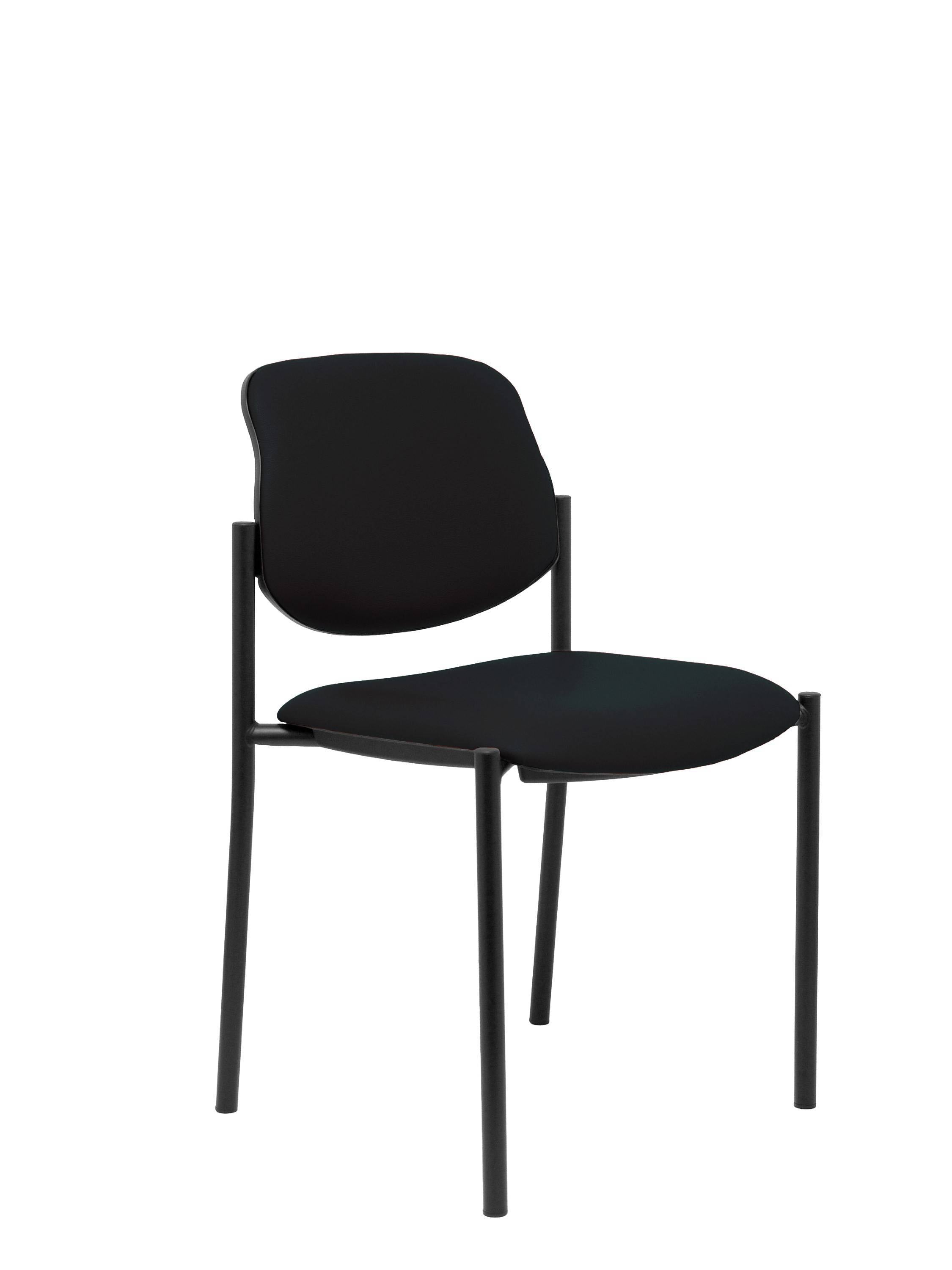 Silla fija Villalgordo similpiel negro chasis negro