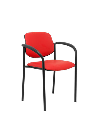 Silla fija Villalgordo similpiel rojo chasis negro con brazos