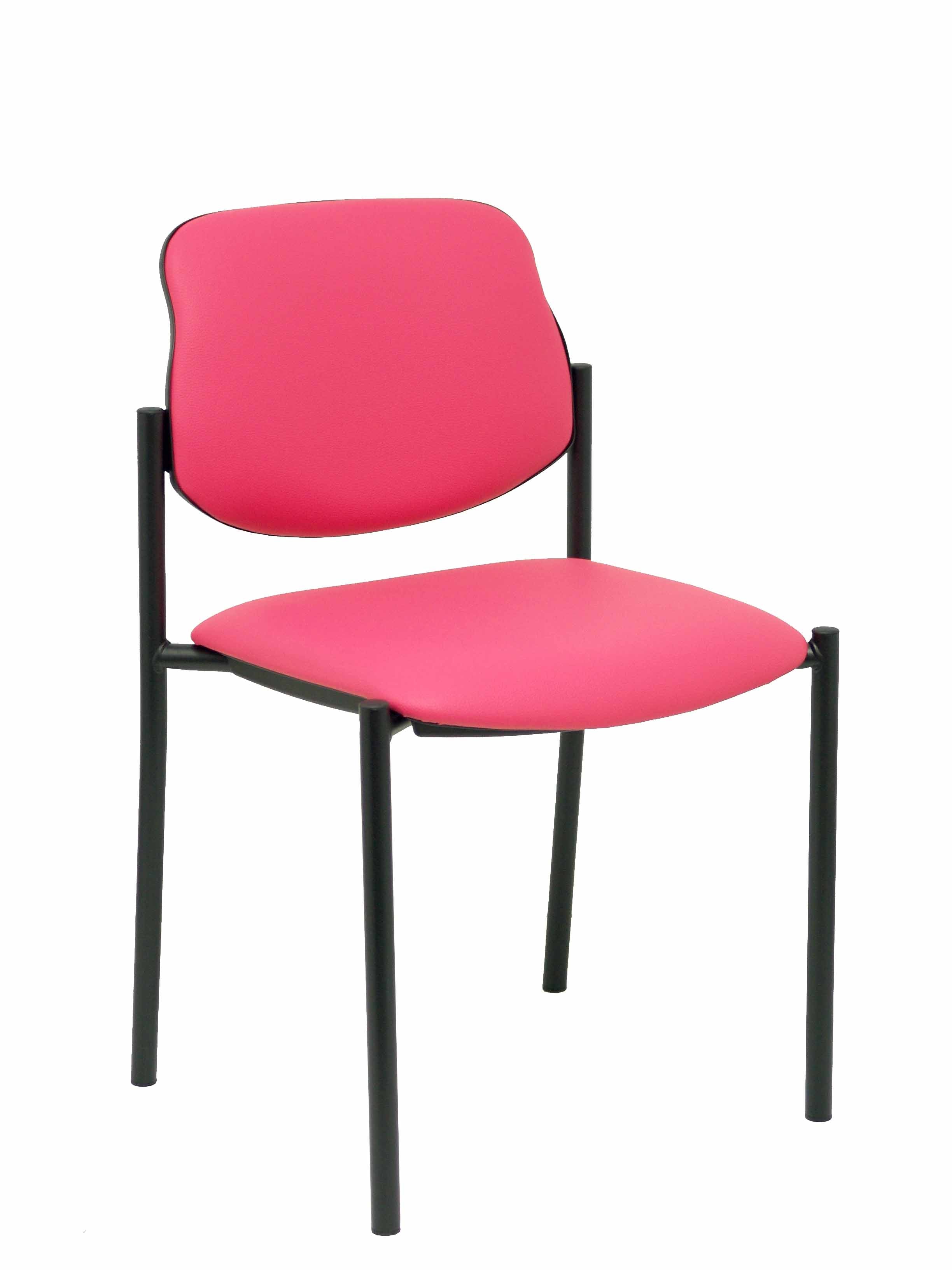 Silla fija Villalgordo similpiel rosa chasis negro