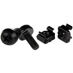 Paquete de 50 Tornillos M6 12mm, Tuercas de Jaula Cuadradas y Herramienta de Instalación - Kit de Montaje de Hardware Para Rack de Servidores 19&quot  o 10&quot , Armarios y Racks - Negro - TAA