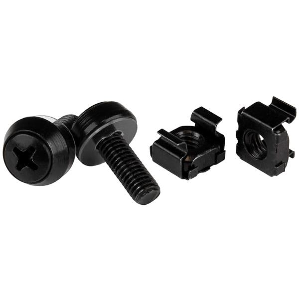 Paquete de 50 Tornillos M6 12mm, Tuercas de Jaula Cuadradas y Herramienta de Instalación - Kit de Montaje de Hardware Para Rack de Servidores 19&quot  o 10&quot , Armarios y Racks - Negro - TAA