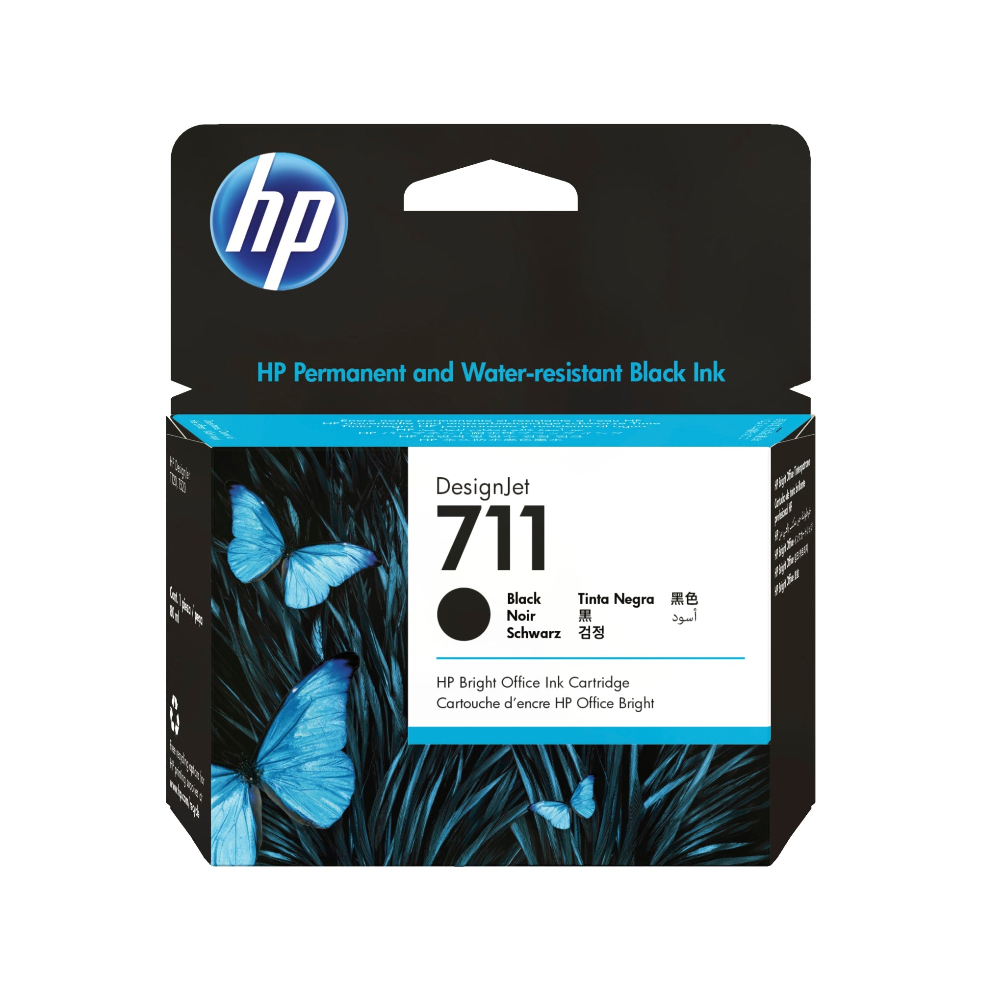 Cartucho de tina DesignJet 711 negro de 80 ml
