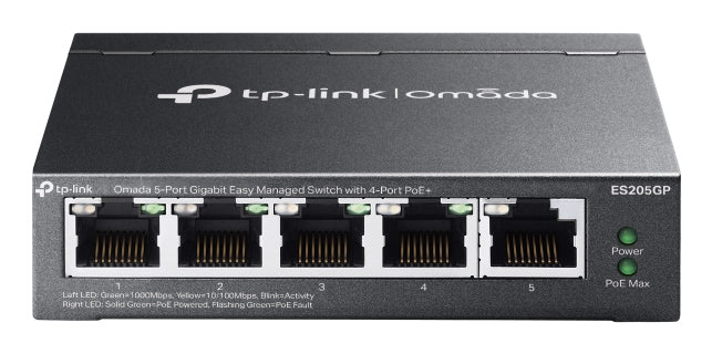 Omada ES205GP switch Gestionado Gigabit Ethernet (10/100/1000) Energía sobre Ethernet (PoE) Negro