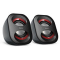 Altavoces para Ordenador, con conexión USB A y jack 3,5mm, potentes y ligeros, color negro.