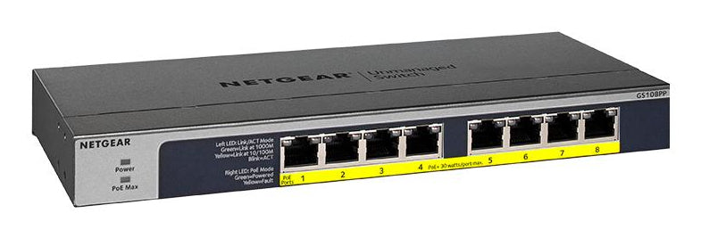 GS108PP No administrado Gigabit Ethernet (10/100/1000) Energía sobre Ethernet (PoE) Negro