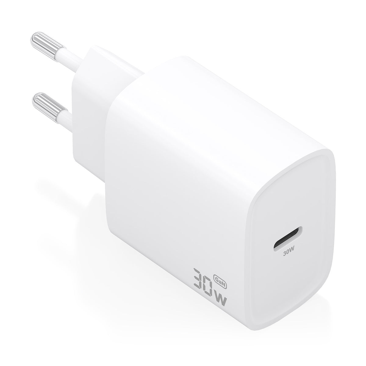 Cargador GaN 30W, 1xUSB-C PD3.0, Blanco