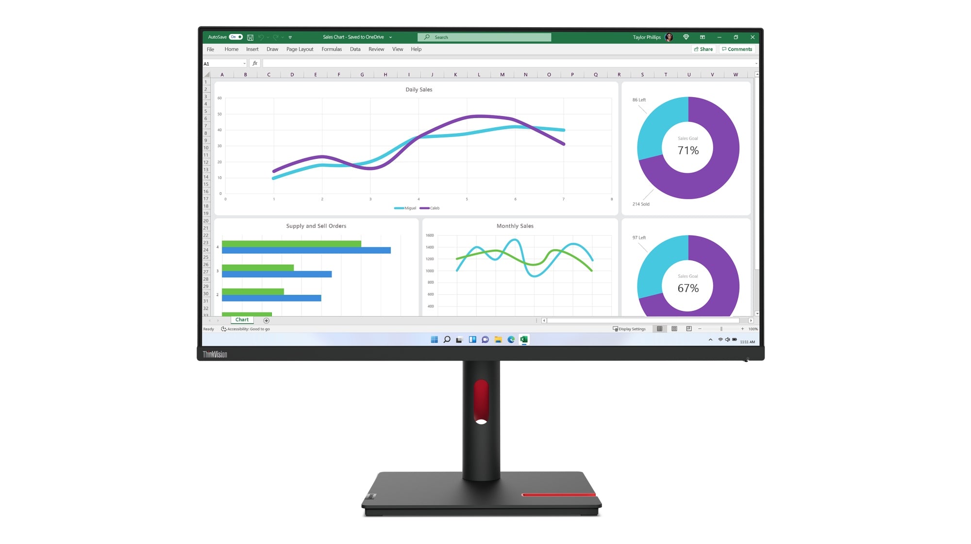 ThinkVision T32h-30 LED display 80 cm (31.5") 2560 x 1440 Pixeles Quad HD Negro