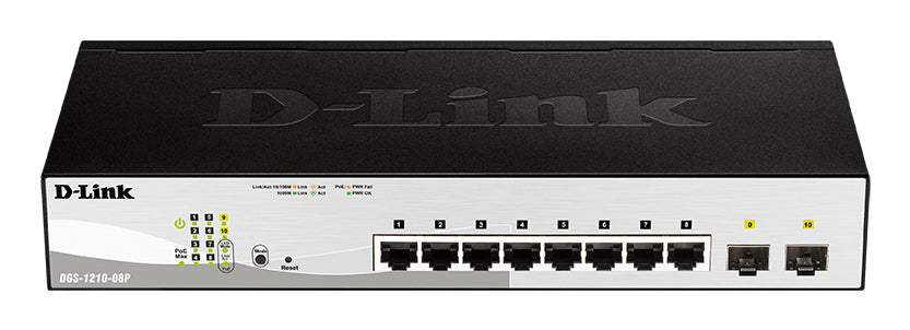 DGS-1210-08P Gestionado L2 Gigabit Ethernet (10/100/1000) Energía sobre Ethernet (PoE) Negro
