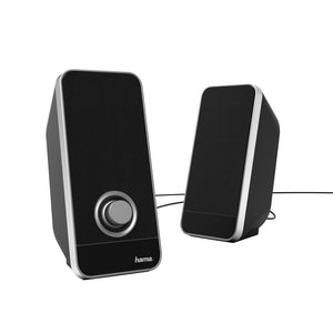 Altavoces para PC 2.0 estéreo (Altavoz para Ordenador de 6W, alimentación USB, Jack 3.5 mm, 50-20000 Hz, 4 O) Color Negro/Plata