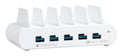 5 Ports USB Charging Dock Station Smartphone, Tableta Blanco Corriente alterna Interior
