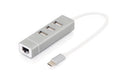 Concentrador USB 2.0 de 3 puertos y adaptador LAN Fast Ethernet con conexión Type-C
