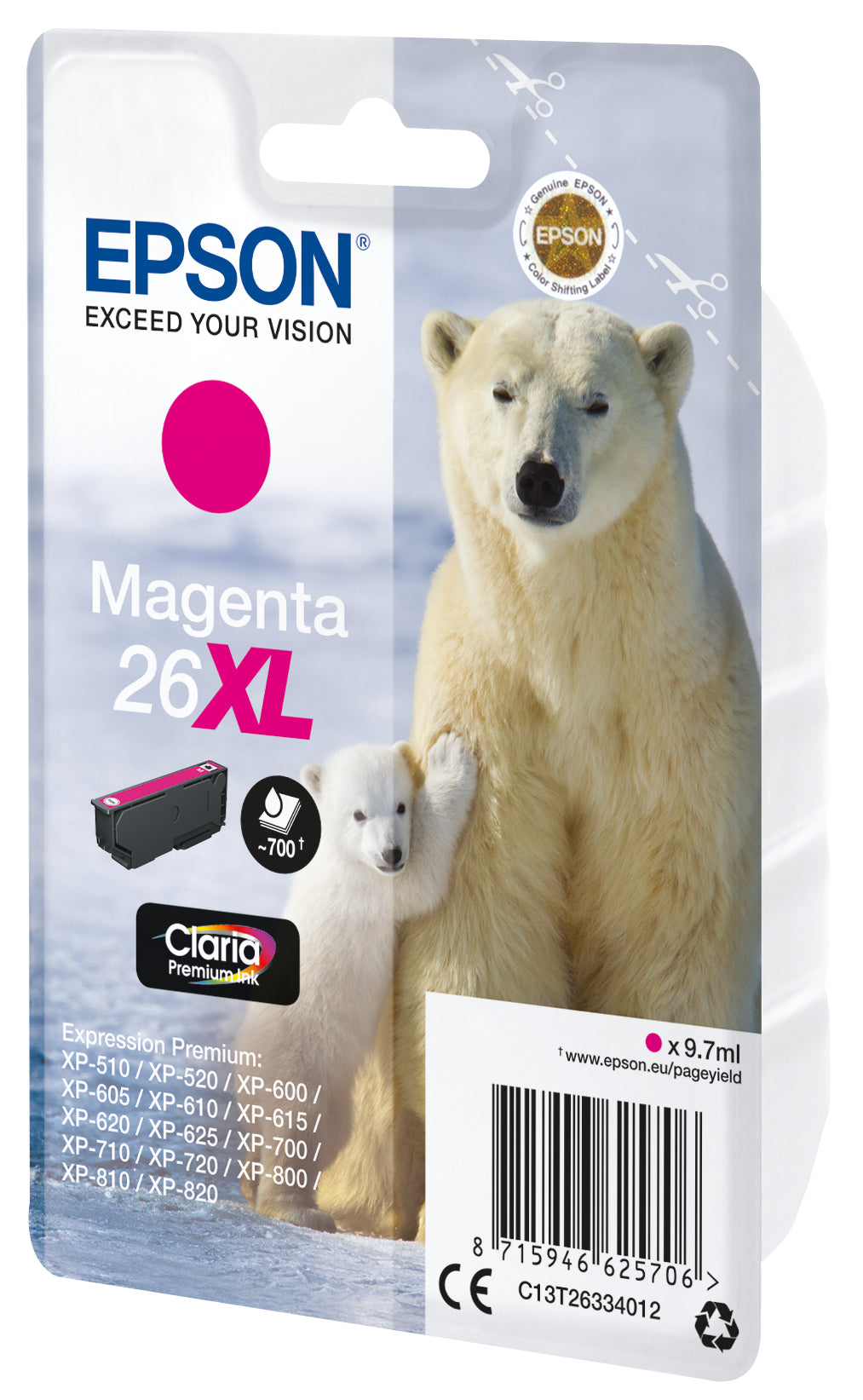 Polar bear Cartucho 26XL magenta