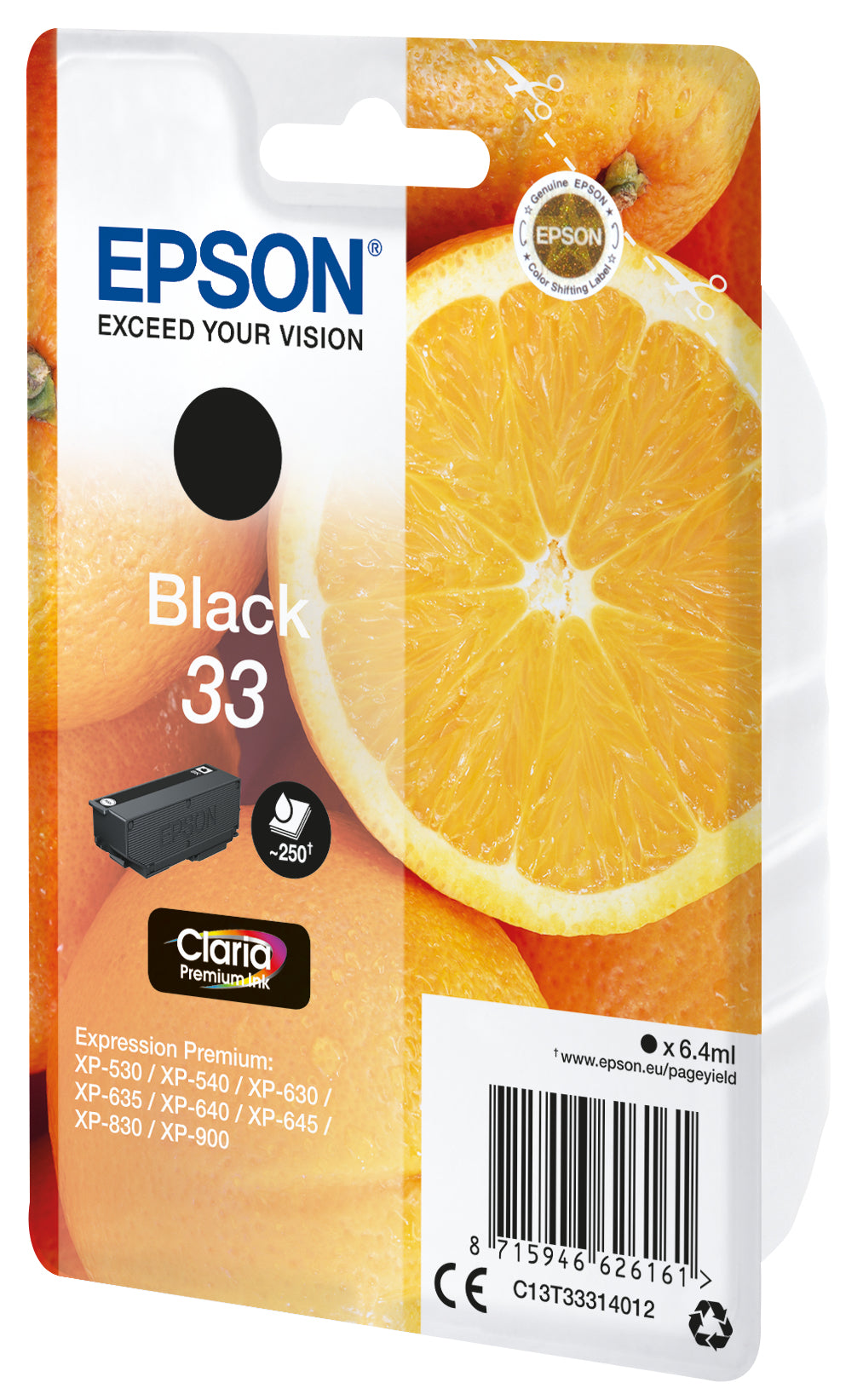 Oranges Singlepack Black 33 Claria Premium Ink