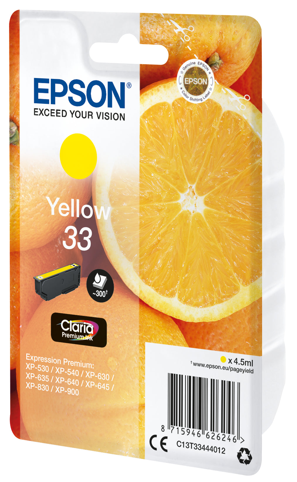 Oranges Singlepack Yellow 33 Claria Premium Ink