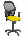 Silla Alocén malla negra asiento bali amarillo brazos regulables