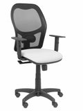 Silla Alocén malla negra asiento bali blanco brazos regulables