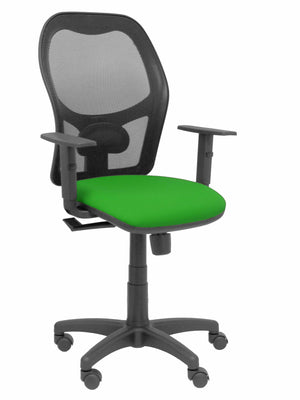 Silla Alocén malla negra asiento bali verde brazos regulables