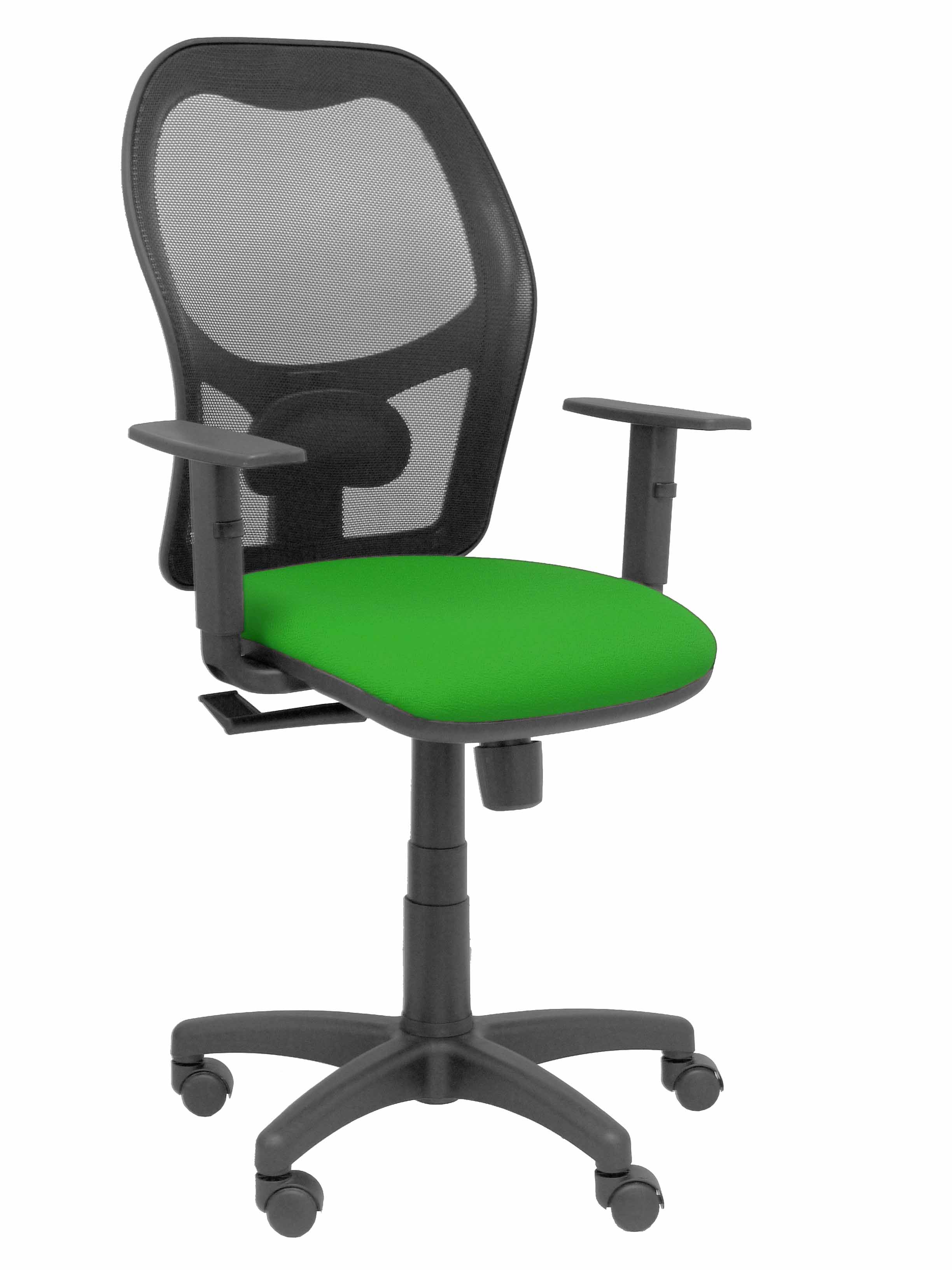 Silla Alocén malla negra asiento bali verde brazos regulables