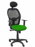 Silla Alocén malla negra asiento bali verde brazos regulables cabecero fijo