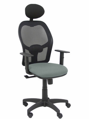 Silla Alocén malla negra asiento bali gris brazos regulables cabecero fijo
