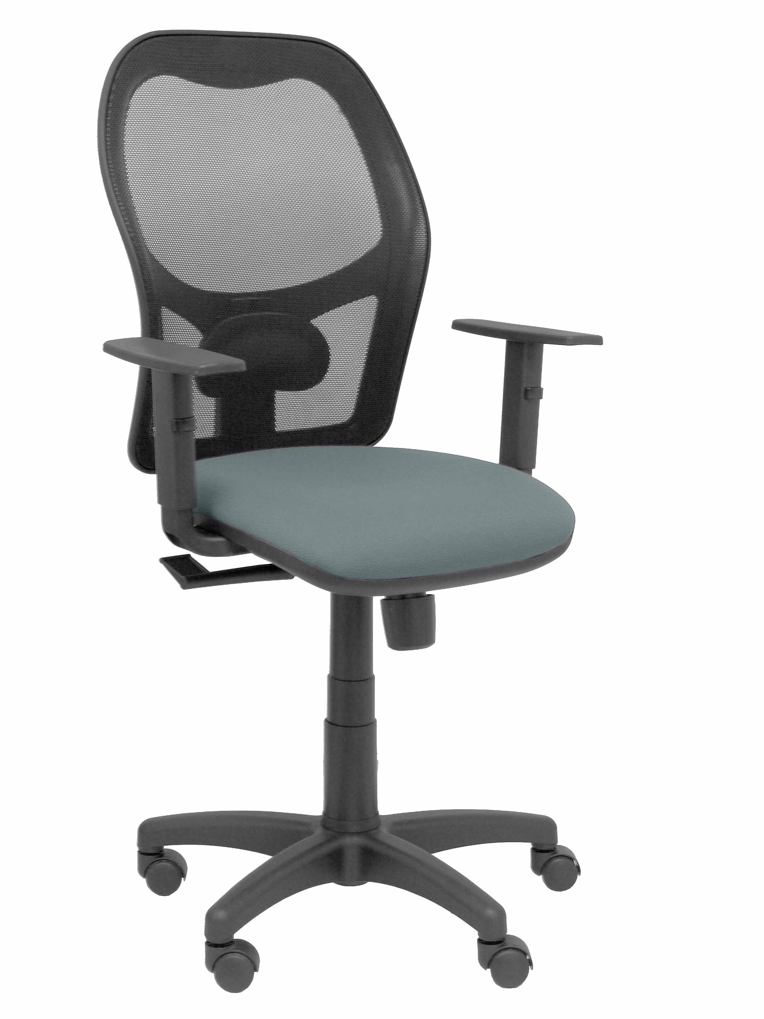 Silla Alocén malla negra asiento bali gris brazos regulables