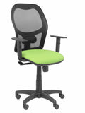 Silla Alocén malla negra asiento bali pistacho brazos regulables